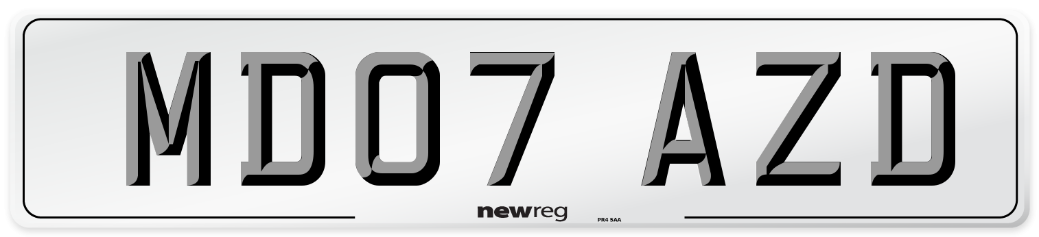 MD07 AZD Number Plate from New Reg